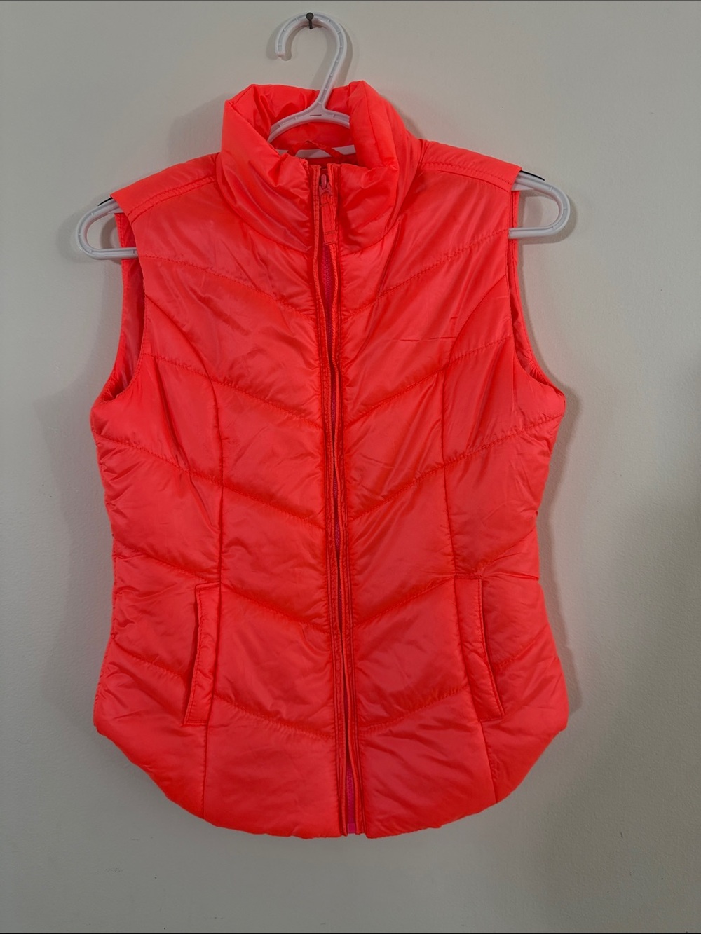 Aeropostale Neon Coral Quilted Sleeveless Puffer Vest